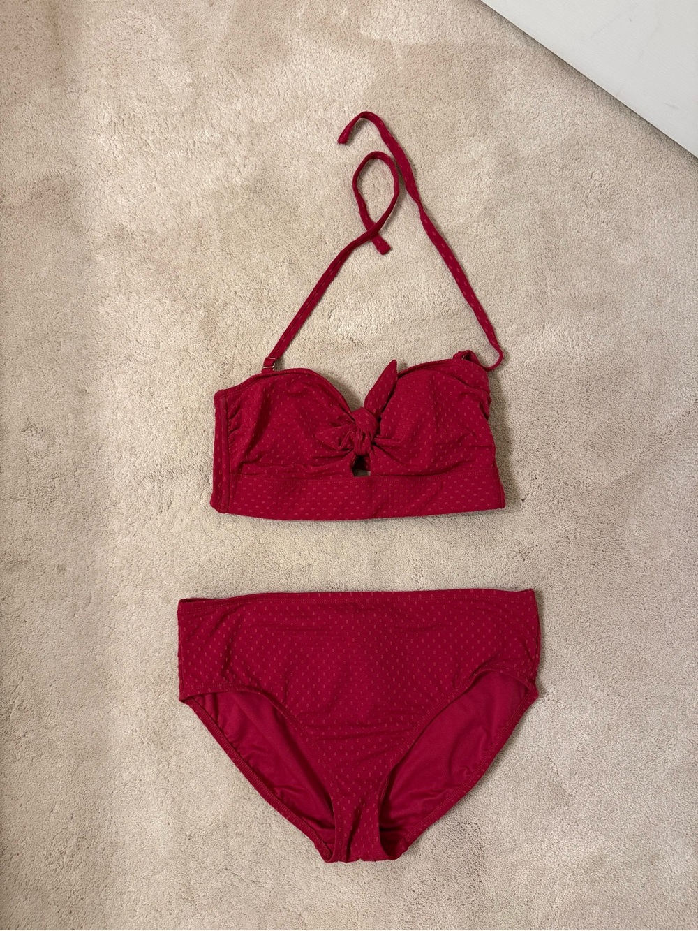 Xhilaration Red Bandeau Bikini Set with Knot Front